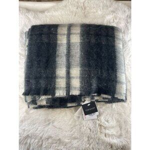 NWT Topshop Tartan Check Design Scarf Grey Black Cream